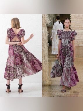 NEW NWT Ulla JOHNSON Zoya Ruffle Floral Tiered Maci Dress
